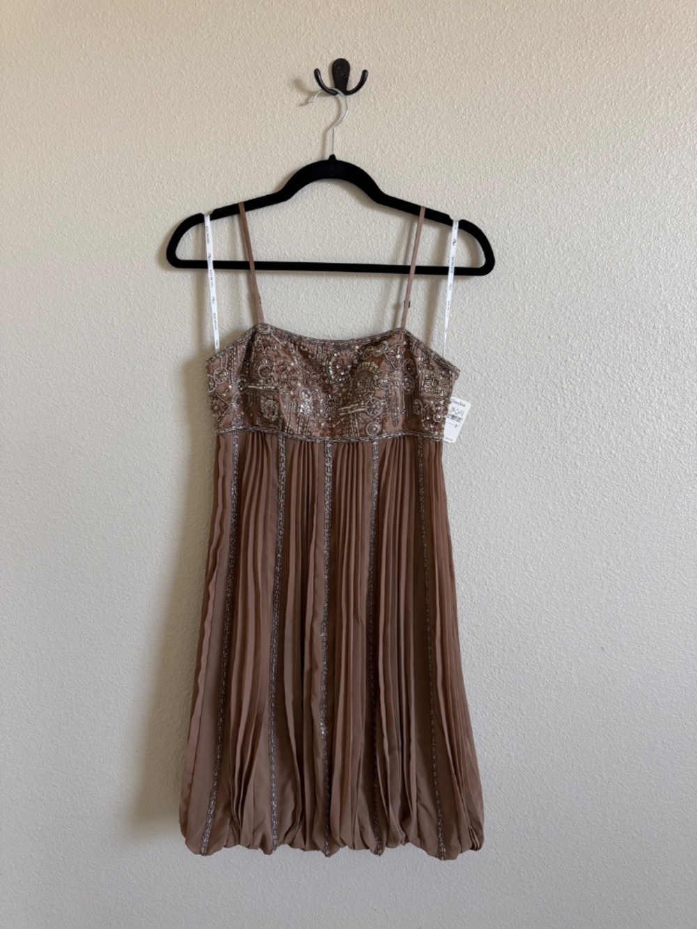 Sue Wong Nocturne Beaded Empire Pleated Bubble Hem Cocktail Dress 2 NWT / Flaw* - Picture 4 of 9